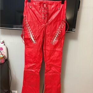 Amazon Red Lace-Up Pants